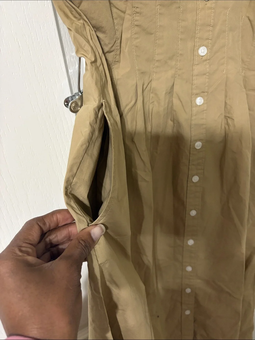 GAP Tan Button-Front Midi Dress - Picture 3 of 6